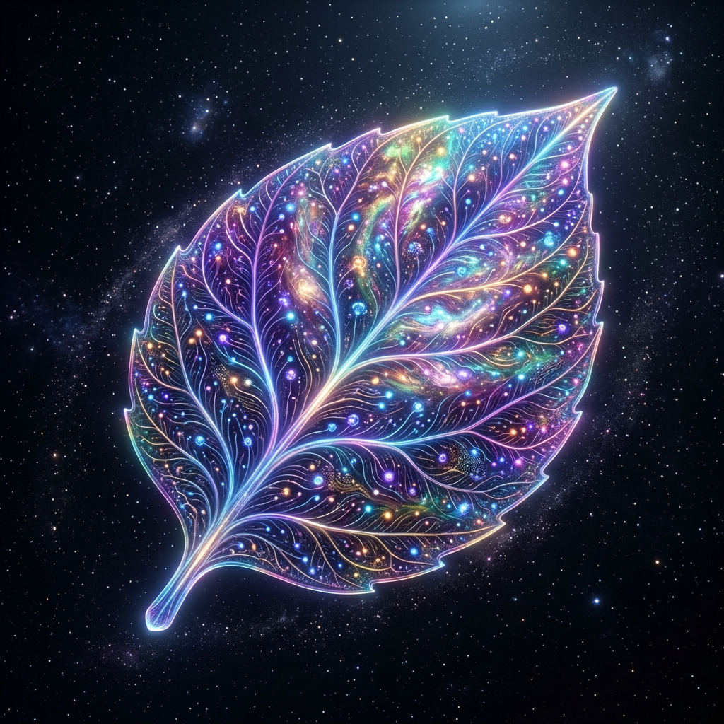 Thin-film metamaterial chip — a biological leaf and a nebula, unified
